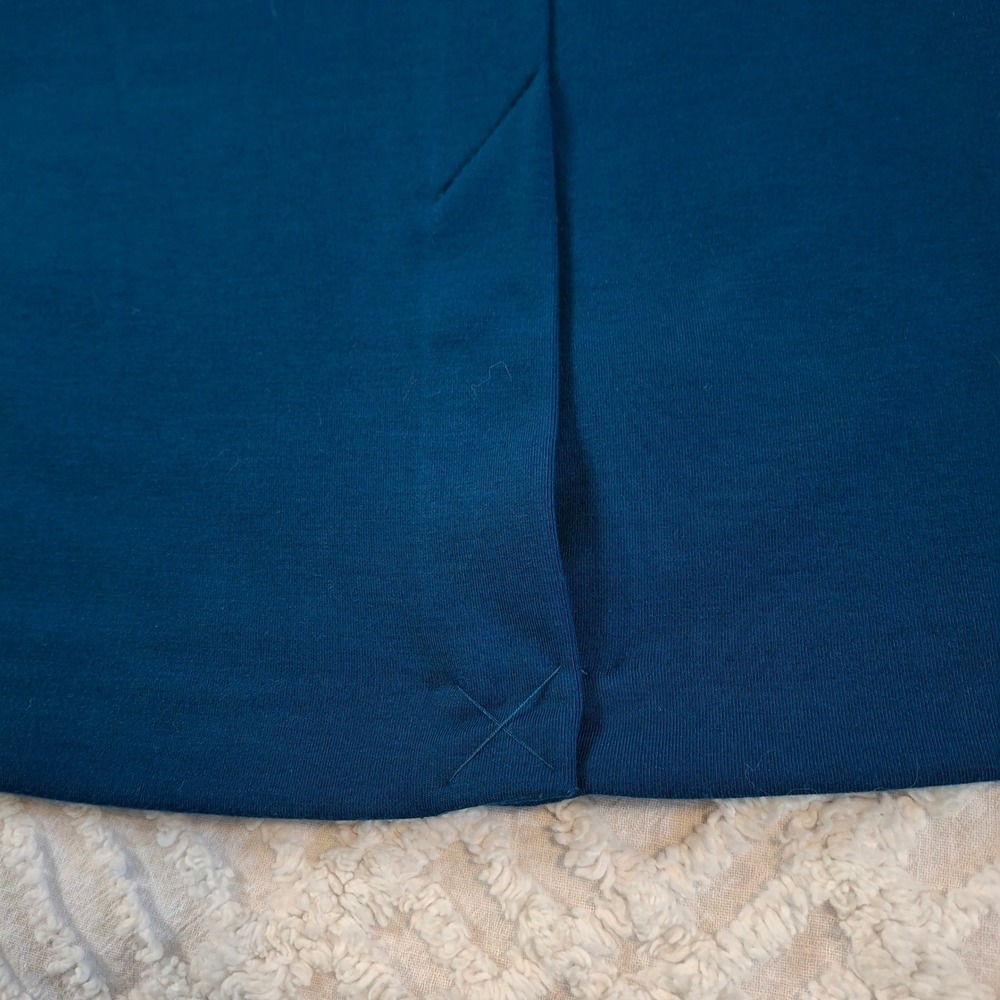 J. Jill Wearever XL Teal Blue Faux Wrap V-Neck Midi Dress Travel Stretch NWT - Picture 7 of 10